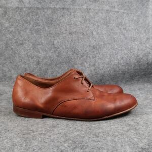 Zespa Shoes Womens 37 Leather Loafer Oxford Brown Classic Minimal Plain Toe